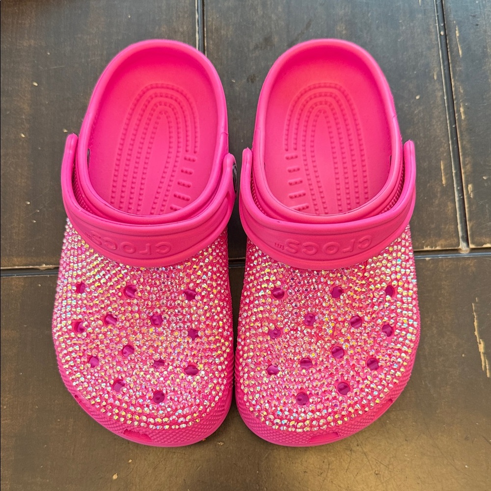 CROCS Kids Pink Crush Customized Rhinestoned Clogs